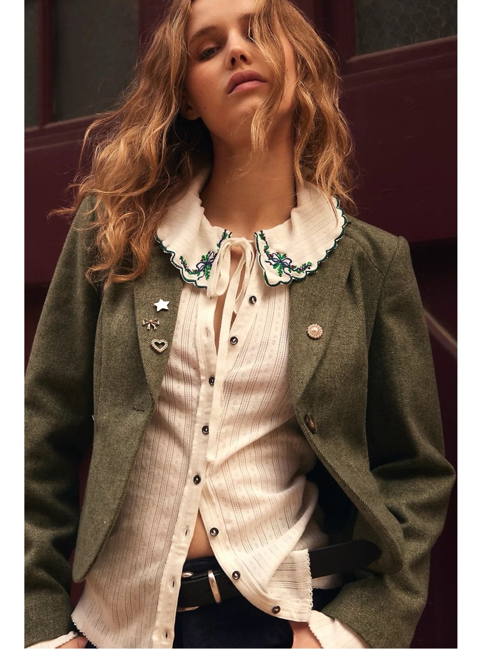 Free People Dainty Cottage Juniper Long Sleeve Cardi Cardigan Top Large